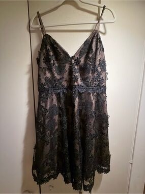Dress the Population Black Lace Overlay Mini Dress
